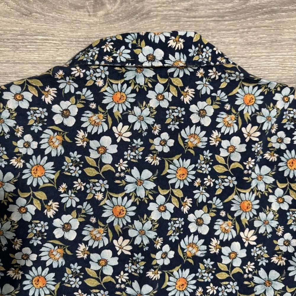 Kids Old Navy‎ 100% Cotton Linen Short Sleeve Button Up Shirt XL 14-16 Floral